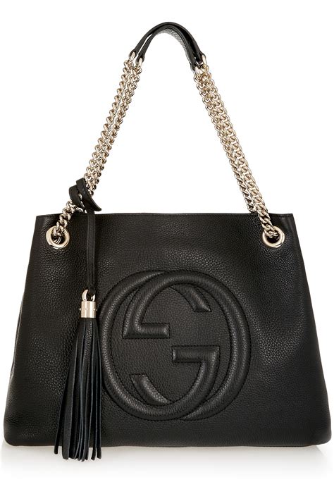 gucci bag leather black|gucci shoulder bag black handbags.